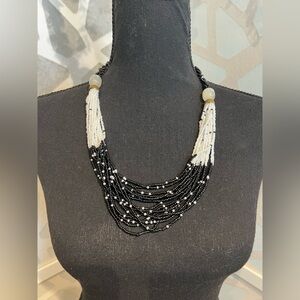 Elegant Black and White Beaded Necklace